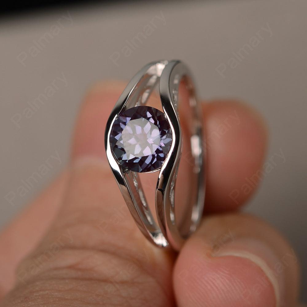 Half Bezel Setting Alexandrite Rings - Palmary