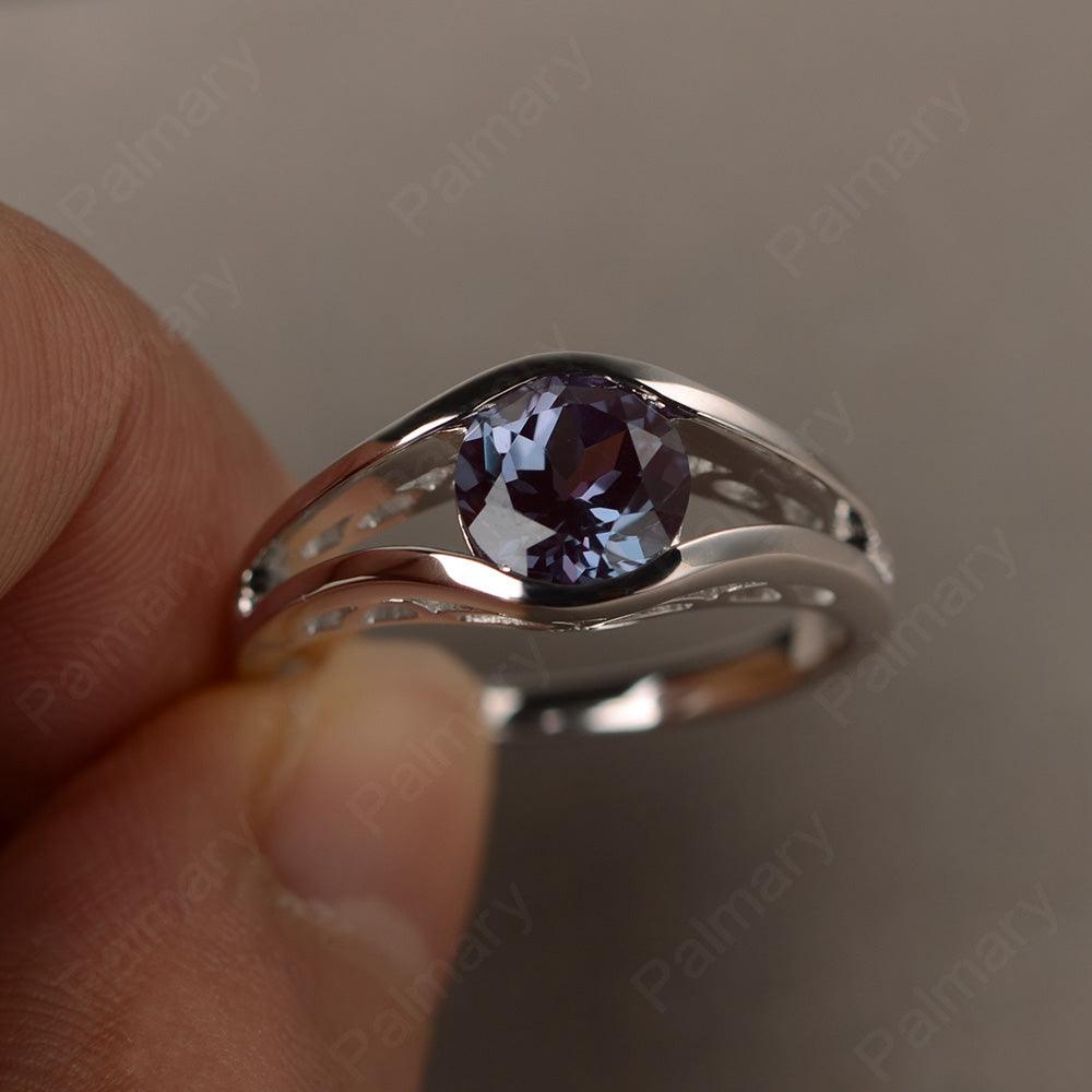 Half Bezel Setting Alexandrite Rings - Palmary