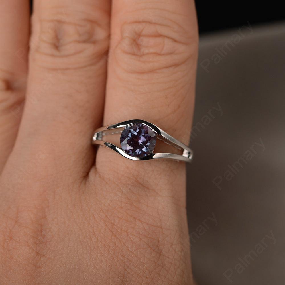 Half Bezel Setting Alexandrite Rings - Palmary