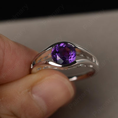 Half Bezel Setting Amethyst Rings - Palmary