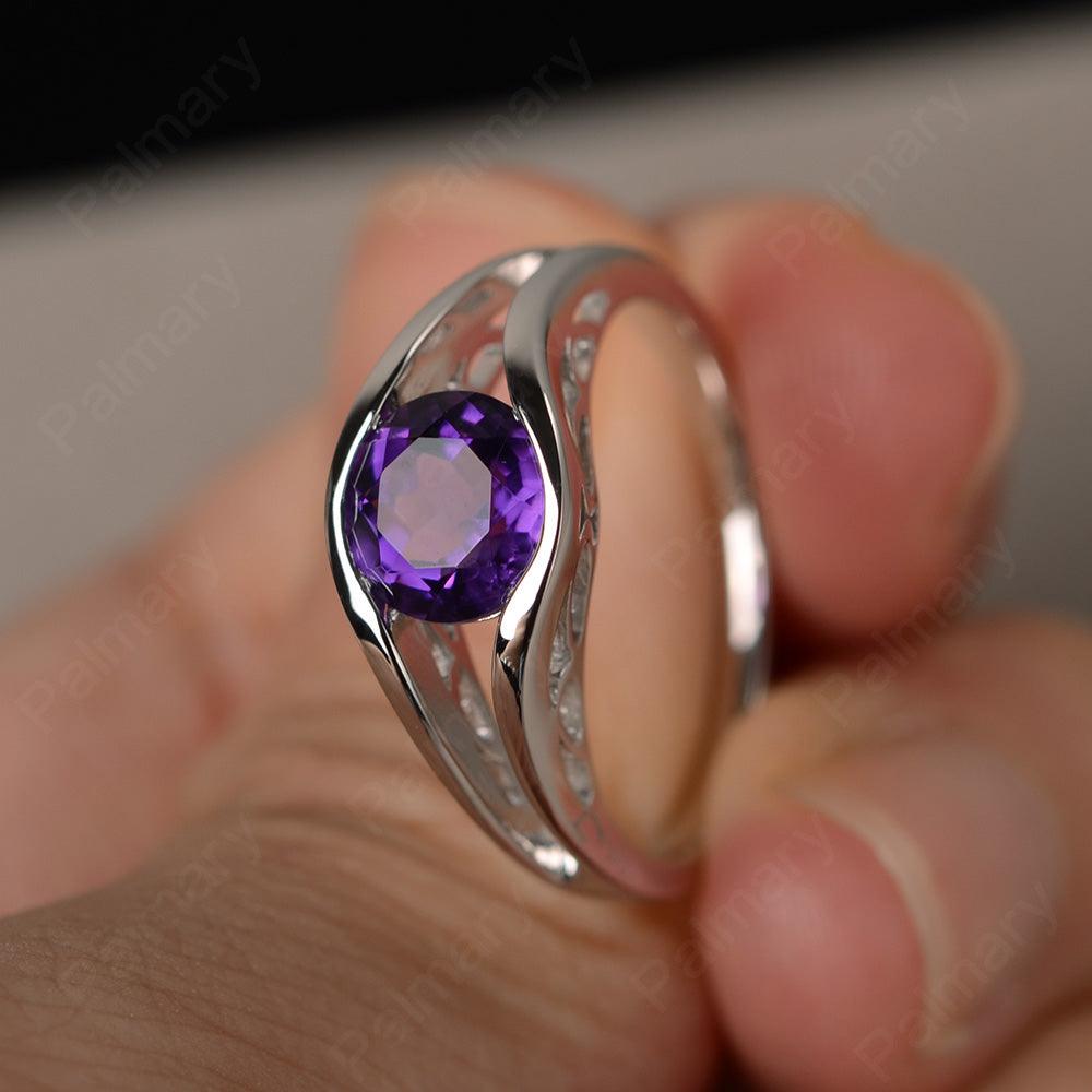 Half Bezel Setting Amethyst Rings - Palmary
