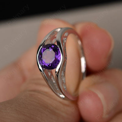 Half Bezel Setting Amethyst Rings - Palmary