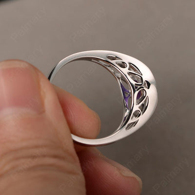 Half Bezel Setting Amethyst Rings - Palmary