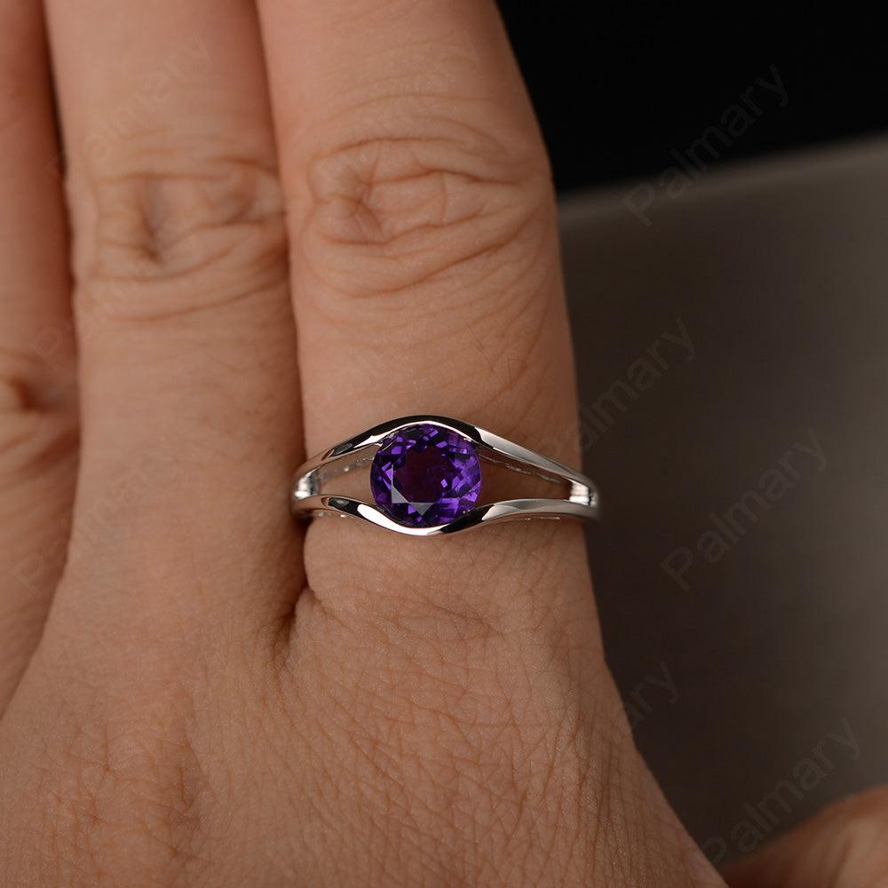 Half Bezel Setting Amethyst Rings - Palmary