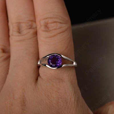 Half Bezel Setting Amethyst Rings - Palmary