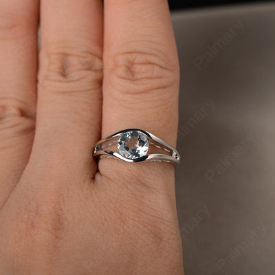 Half Bezel Setting Aquamarine Rings - Palmary