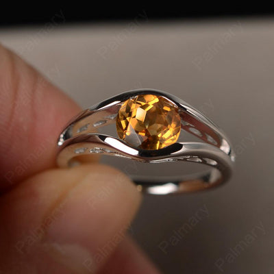 Half Bezel Setting Citrine Rings - Palmary