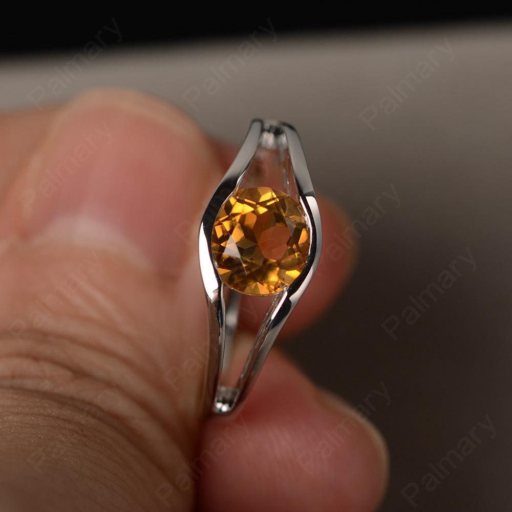Half Bezel Setting Citrine Rings - Palmary