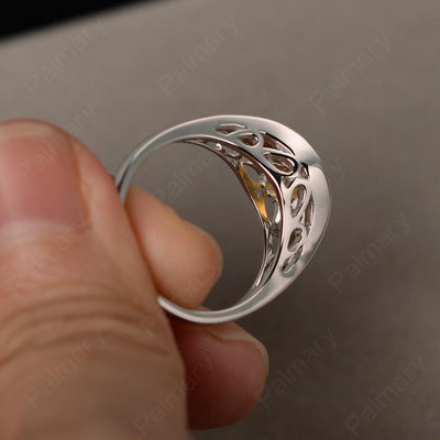 Half Bezel Setting Citrine Rings - Palmary
