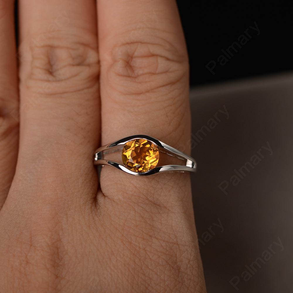 Half Bezel Setting Citrine Rings - Palmary