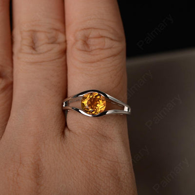 Half Bezel Setting Citrine Rings - Palmary