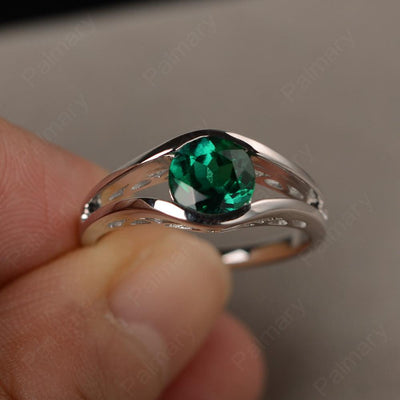 Half Bezel Setting Emerald Rings - Palmary