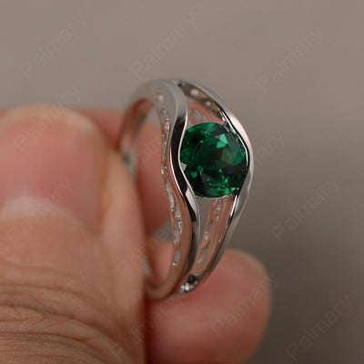 Half Bezel Setting Emerald Rings - Palmary