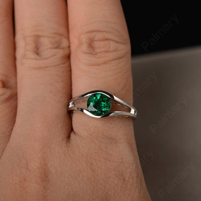 Half Bezel Setting Emerald Rings - Palmary