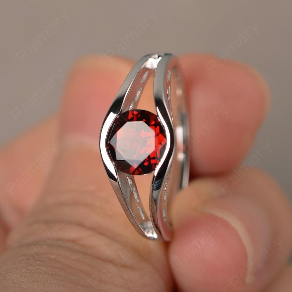 Half Bezel Setting Garnet Rings - Palmary