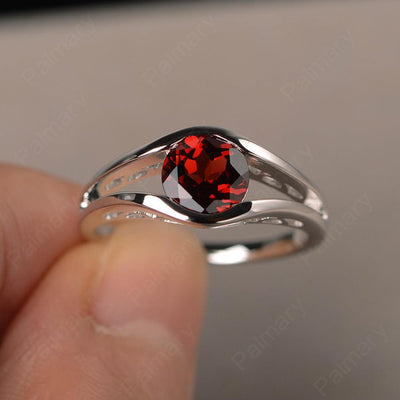 Half Bezel Setting Garnet Rings - Palmary