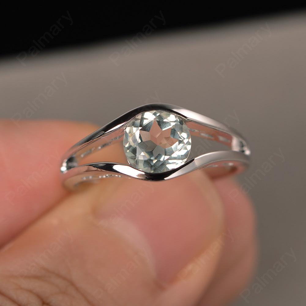 Half Bezel Setting Green Amethyst Rings - Palmary