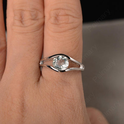 Half Bezel Setting Green Amethyst Rings - Palmary