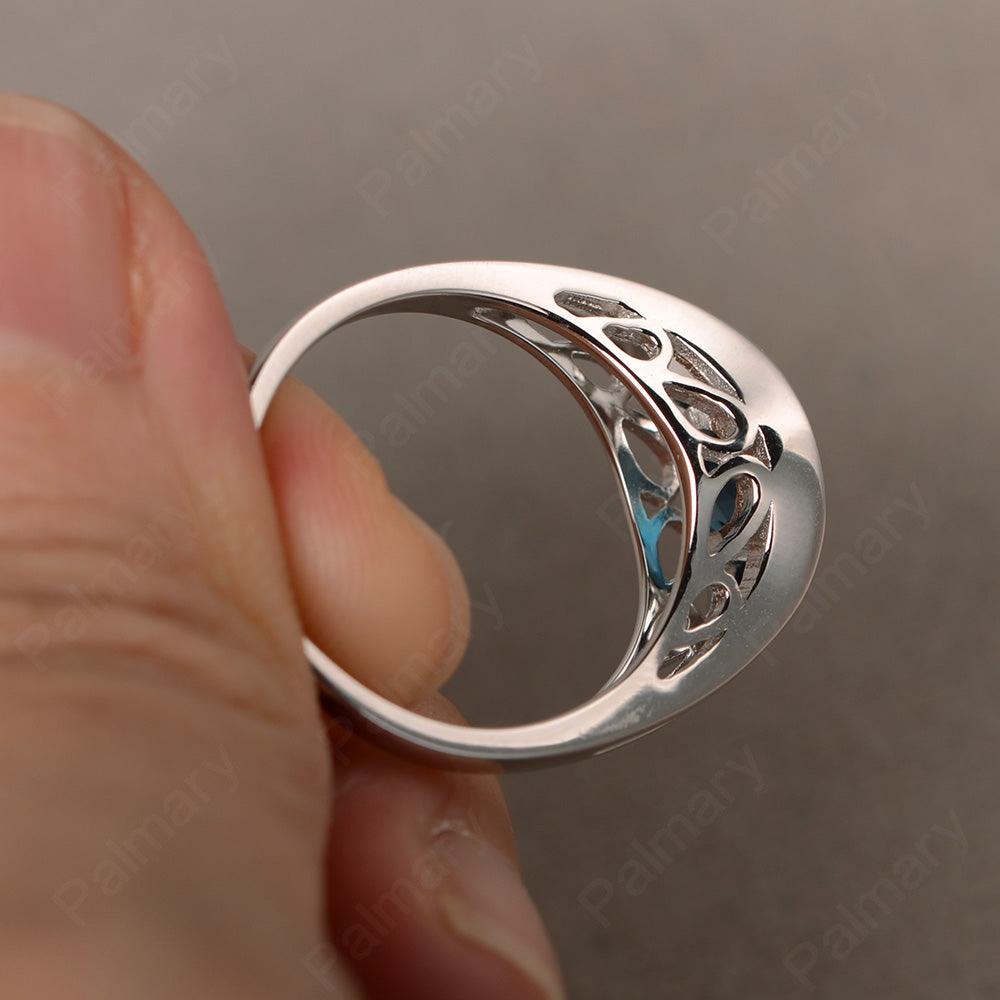 Half Bezel Setting London Blue Topaz Rings - Palmary