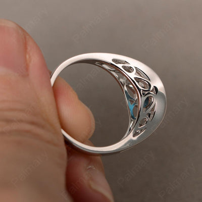 Half Bezel Setting London Blue Topaz Rings - Palmary