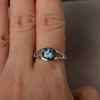 Half Bezel Setting London Blue Topaz Rings - Palmary