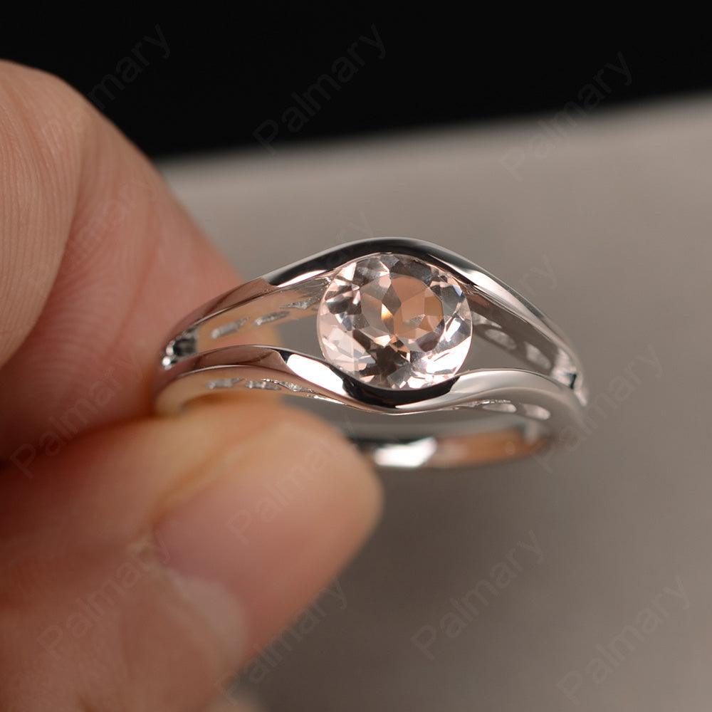 Half Bezel Setting Morganite Rings - Palmary