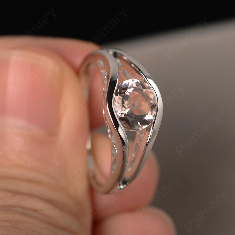 Half Bezel Setting Morganite Rings - Palmary