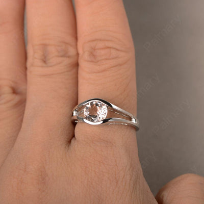 Half Bezel Setting Morganite Rings - Palmary