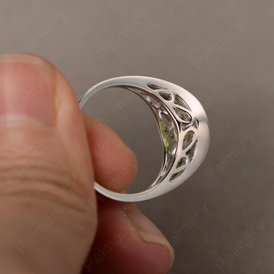 Half Bezel Setting Peridot Rings - Palmary