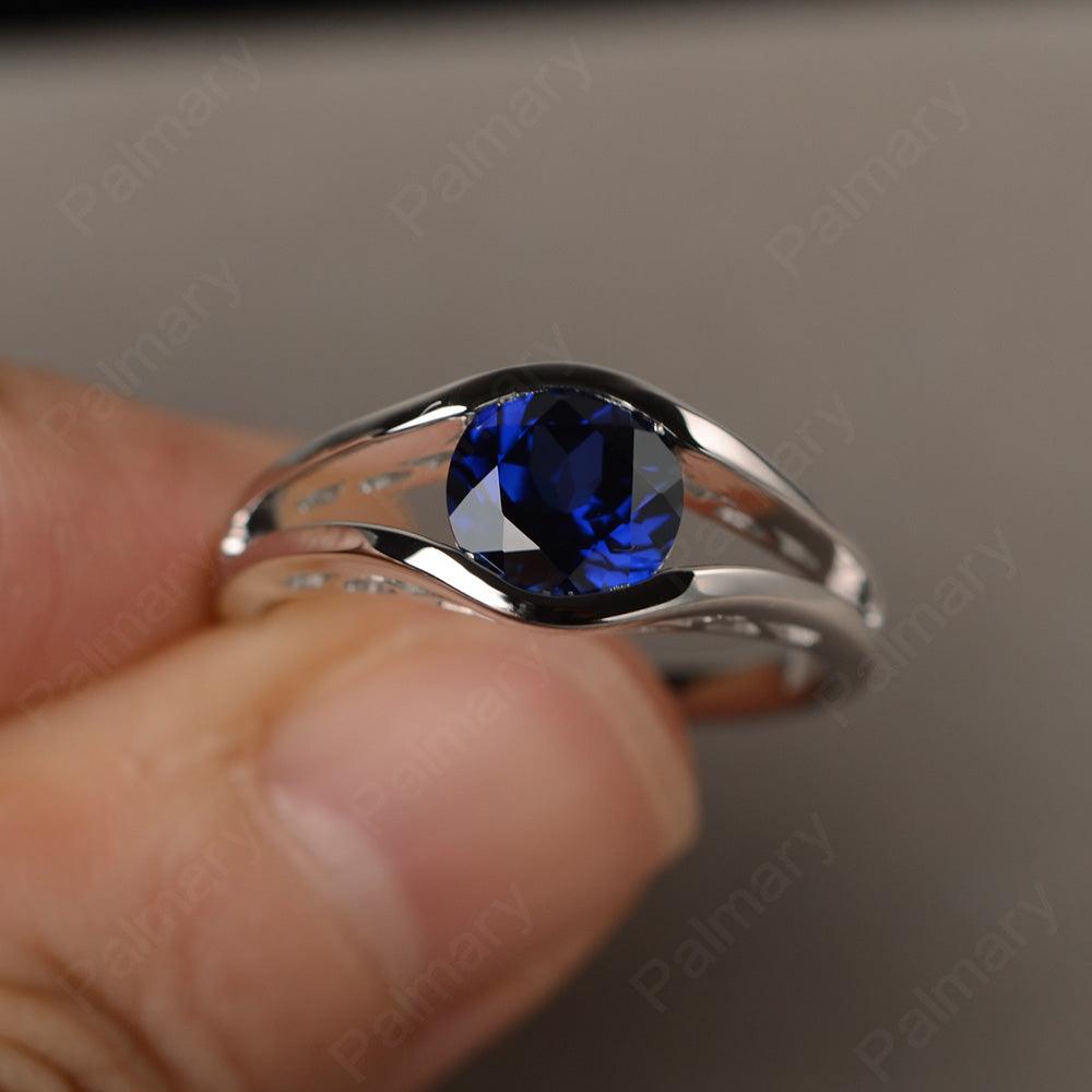 Half Bezel Setting Sapphire Rings - Palmary