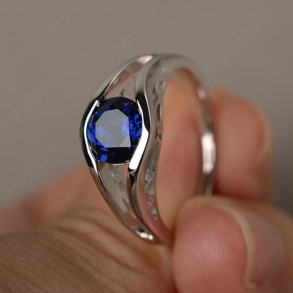 Half Bezel Setting Sapphire Rings - Palmary