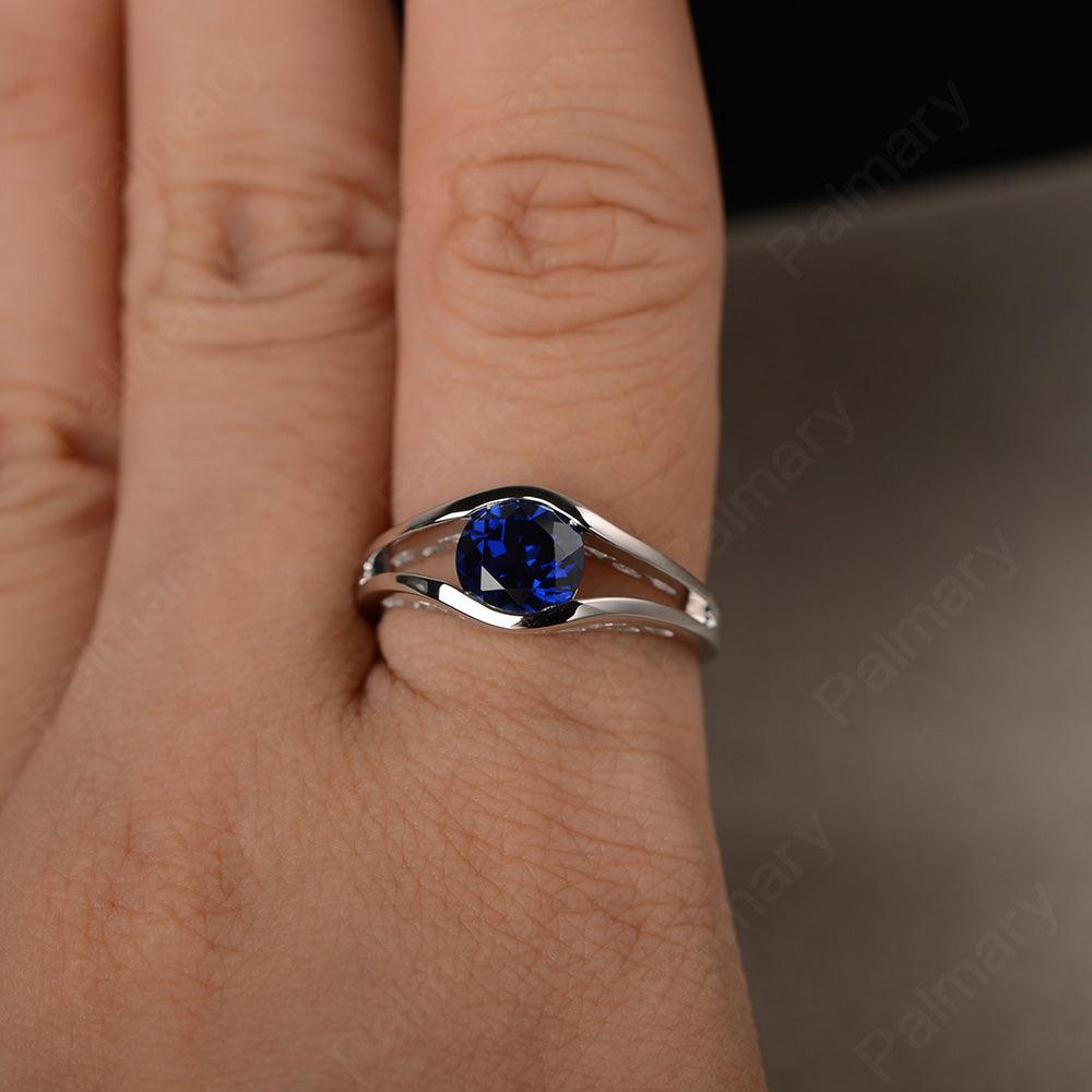 Half Bezel Setting Sapphire Rings - Palmary