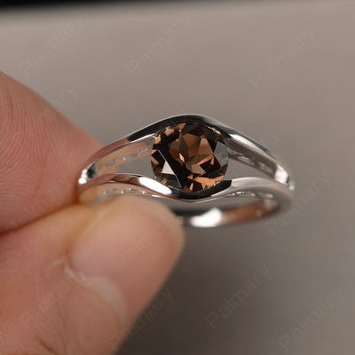 Half Bezel Setting Smoky Quartz  Rings - Palmary