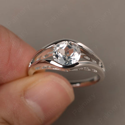 Half Bezel Setting White Topaz Rings - Palmary