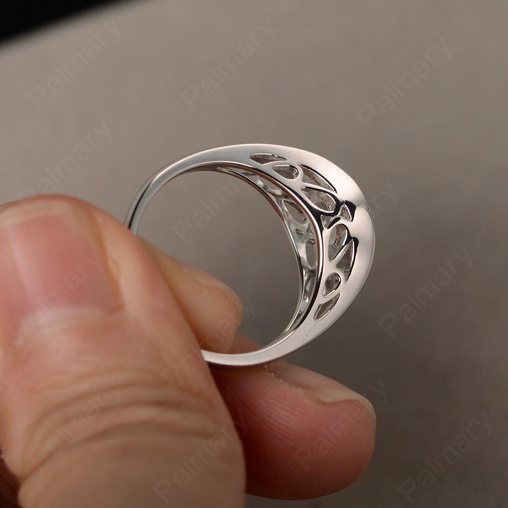 Half Bezel Setting White Topaz Rings - Palmary
