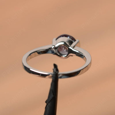 Round Cut Alexandrite Half Bezel Rings - Palmary