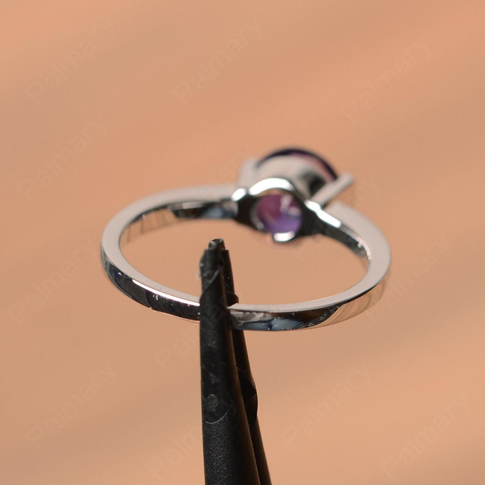 Round Cut Amethyst Half Bezel Rings - Palmary