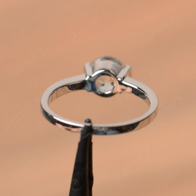 Round Cut Aquamarine Half Bezel Rings - Palmary