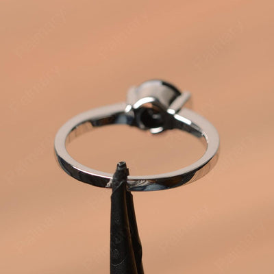 Round Cut Black Spinel Half Bezel Rings - Palmary