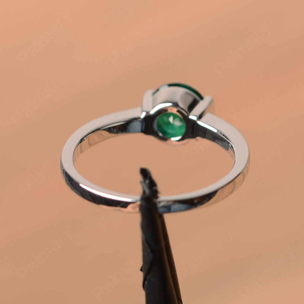 Round Cut Emerald Half Bezel Rings - Palmary
