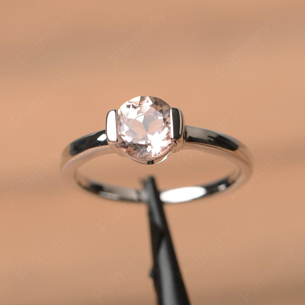 Round Cut Morganite Half Bezel Rings – Palmary