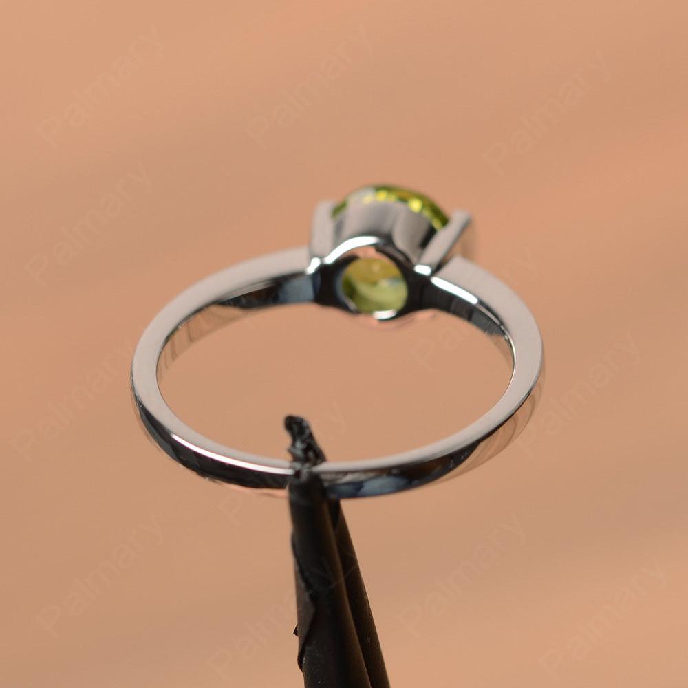Round Cut Peridot Half Bezel Rings - Palmary