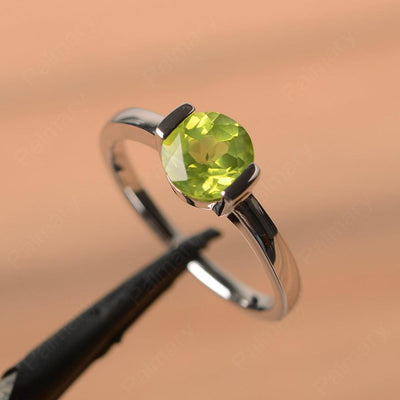 Round Cut Peridot Half Bezel Rings - Palmary