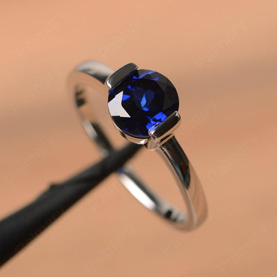 Round Cut Sapphire Half Bezel Rings - Palmary