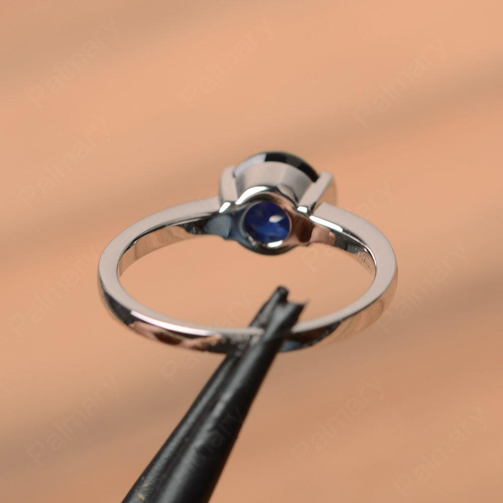 Round Cut Sapphire Half Bezel Rings - Palmary