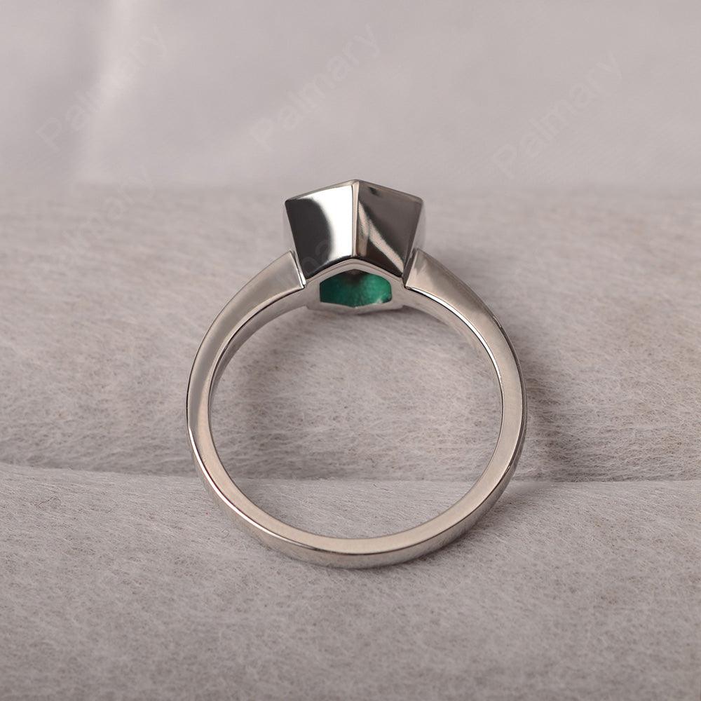 Bezel Setting Hexagon Emerald Solitaire Ring - Palmary