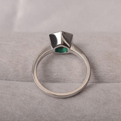 Bezel Setting Hexagon Emerald Solitaire Ring - Palmary