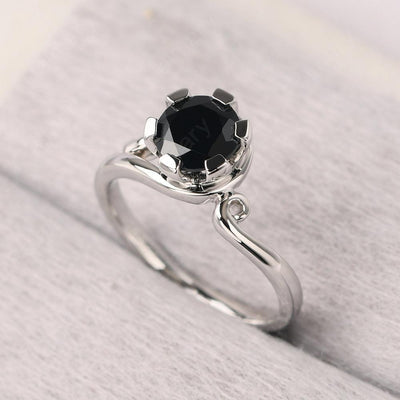 Vintage Black Spinel Engagement Ring - Palmary