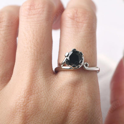 Vintage Black Spinel Engagement Ring - Palmary