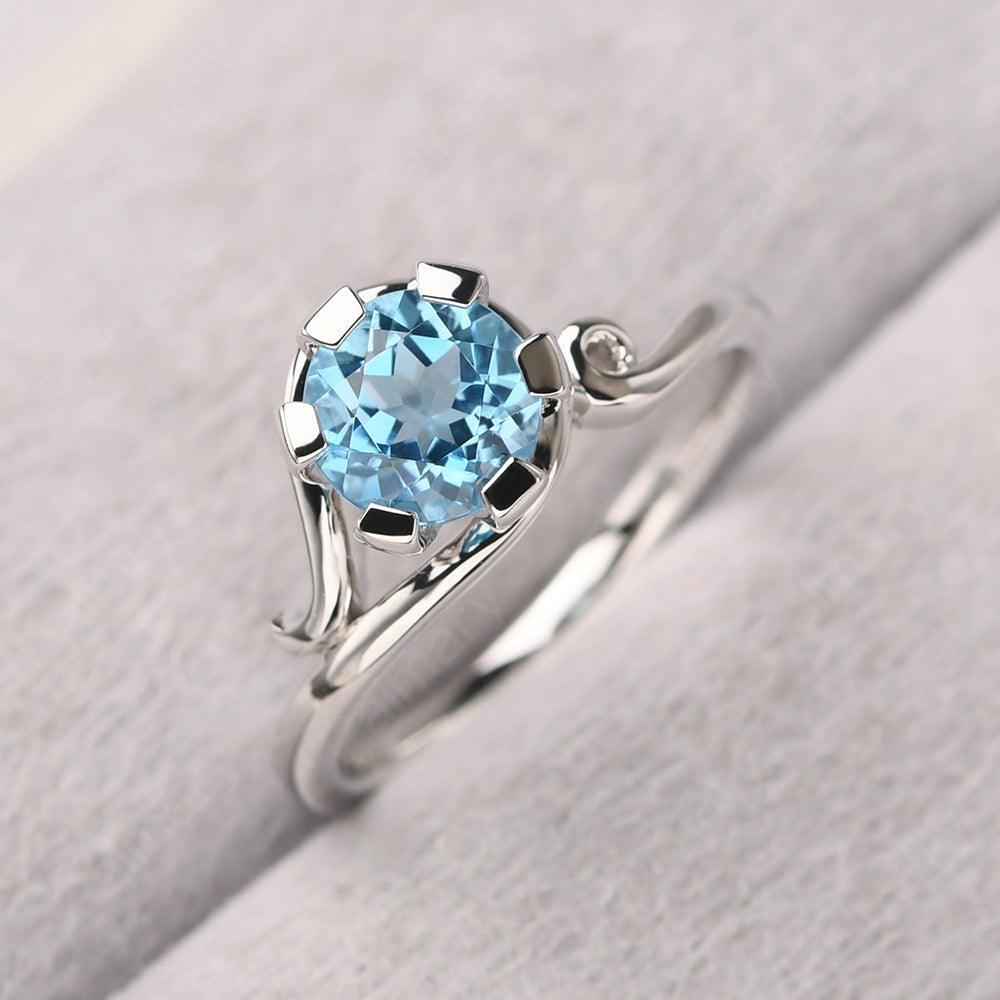 Vintage Swiss Blue Topaz Engagement Ring - Palmary